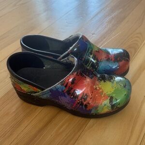 Dansko Paint Splatter Clogs | Colorful Statement Shoes | Size 37